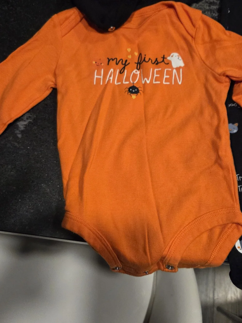 4 Piece Kids Halloween One-Piece Bodysuits & Sleepers - Orange & Black